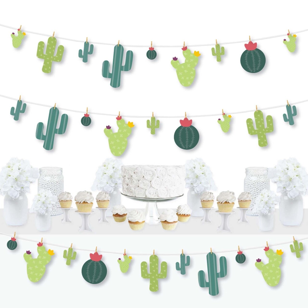 Big Dot of Happiness Prickly Cactus Party - Fiesta Party DIY Decorations - Clothespin Garland Banner - 44 Pieces